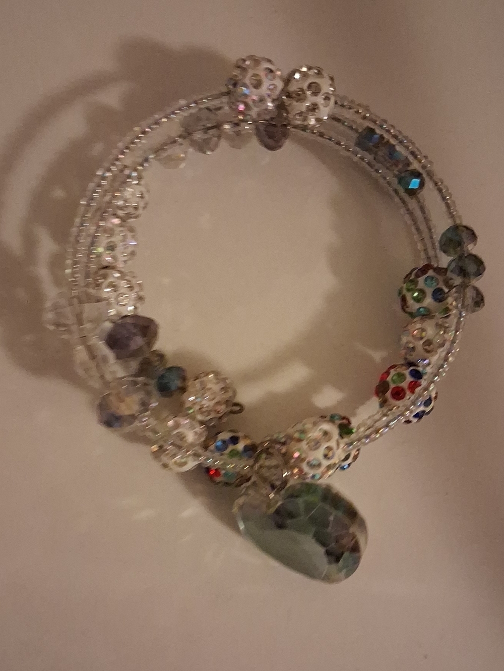 Crystal Bead Multi-Color Charm Wrap Bracelet